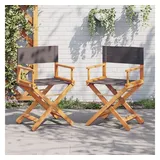 furnicato Gartenstuhl Klappbare Regiestühle aus Echtholz Stoff 53x47x90 cm Dunkelgrau (2 St), Widerstandsfähiger Loungesessel mit Öl-Finish für den Garten grau
