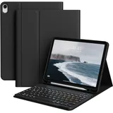 JKSML Hülle mit Tastatur für iPad Air 11 Zoll M3/M2/5./4. Gen, Abnehmbarer Kabellose QWERTZ Tastatur Hülle mit Stifthalter für iPad Air 11/10,9 Zoll (2025/2024/2022/2020), Schwarz