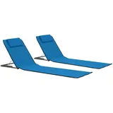 vidaXL Klappbare Strandmatte 2 Stk. Stahl und Stoff Blau