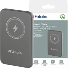 Verbatim Charge 'n' Go Magnetic Akku Ladegerät 10000mAh Grau