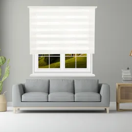 Wellhome Polyester Tag/Nacht Rollo 120 x 175 cm (Breite x Höhe) Cremeweiß