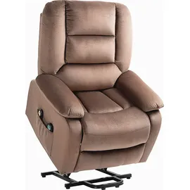 Homcom Fernsehsessel mit Aufstehhilfe Polyester 90 x 110 x 93 cm Braun/Silber elektrisch mit Massagefunktion
