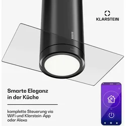 Klarstein Beretta Premium Inselabzugshaube App Ab-/Umluft 544m3/h LED Aktivkohlefilter Schwarz