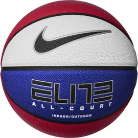 Nike Elite All Court 8P 2.0 deflated Basketball aus Gummi und Synthetikleder in gym red/deep royal Blue/metallic Silver/Black, Größe: 7,