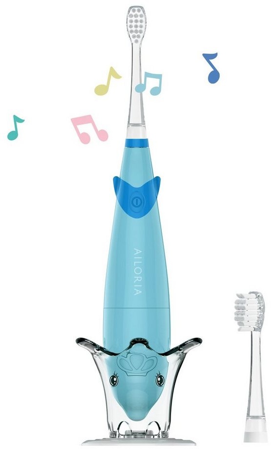 Produktbild AILORIA Elektrische Kinderzahnbürste BUBBLE BRUSH Kinder-Schallzahnbürste, Schallzahnbürste in buntem Design, LED & Musik für Kinder blau