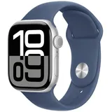 Apple Watch Series 10 GPS 46 mm Aluminiumgehäuse silber Sportarmband denim S/M