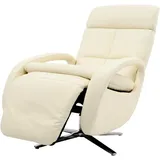Relaxsessel HHG 399, Design Fernsehsessel TV-Sessel Liegesessel, Liegefunktion drehbar, Voll-Leder creme-weiß