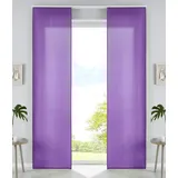 Gardinenbox 2er Set Schiebegardinen Flächenvorhänge Mikrofaser Vorhang Gardine Schiebe HxB 245x60 cm Lila Matt Paneelwagen Beschwerungsstangen, 85600N2