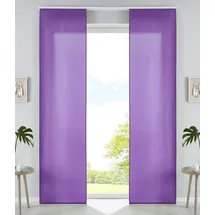 Gardinenbox 2er Set Schiebegardinen Flächenvorhänge Mikrofaser Vorhang Gardine Schiebe HxB 245x60 cm Lila Matt Paneelwagen Beschwerungsstangen, 85600N2