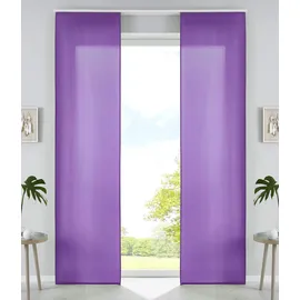 Gardinenbox 2er Set Schiebegardinen Flächenvorhänge Mikrofaser Vorhang Gardine Schiebe HxB 245x60 cm Lila Matt Paneelwagen Beschwerungsstangen, 85600N2