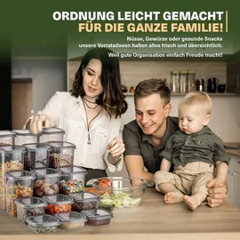 viwares Vorratsdosen-Set grau 48-teilig