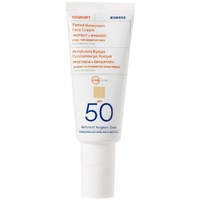 Korres YOGHURT getöntes Sonnencreme - Gel LSF 50 für das Gesicht, frei von OMC & Octocrylen, schnell einziehender Sonnenschutz, 40 ml