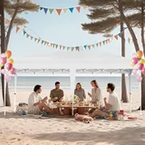 NAIZY Faltpavillon 3x6 m Pavillon Wasserdicht Gartenpavillon mit Tragetasche Faltbar Zelt Polyester Partyzelt UV-Schutz Metall-Verstrebungen, Weiß
