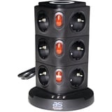 as - Schwabe as-Schwabe Steckdosentower 12-fach Mehrfachsteckdose mit Induktionsladefläche - 2 m Kabel - Steckdosenwürfel mit 3 USB-Ports - Cube Steckdose - Steckdosenturm 12 fach, IP 20 – Schwabe Steckdosenverteiler (Kabellänge