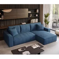 beautysofa Ecksofa Elias Couch mit Schlaffunktion - Stauraum Sofa 290cm Wohnzimme marineblau Poso 05 l-förmig, Farbe: