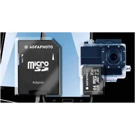 AgfaPhoto microSDXC 64GB Class 10 UHS-I V30 + SD-Adapter