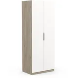 Demeyere GROUP Demeyere 391380 Kleiderschrank, 2 Türen, 1 Nische, modern, Farbe Kronberg Eiche & Weiß matt, 79,4 x 51,1 x 203 cm, Holzwerkstoff, grau