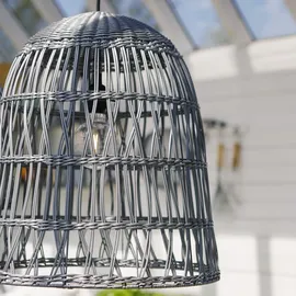 MARELIDA Lampenschirm Rattanstil outdoor f. E27 Fassung H: 50cm grau für Innen/Außen in | Gr.: onesize