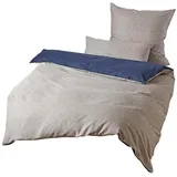 Traumschlaf Mako-Satin Wendebettwäsche Texture Blau 200 x 200 cm + 70 x 90 cm/80 x 80 cm