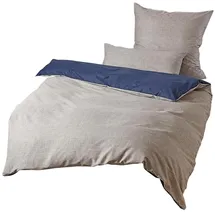 Traumschlaf Mako-Satin Wendebettwäsche Texture Blau 200 x 200 cm + 70 x 90 cm/80 x 80 cm