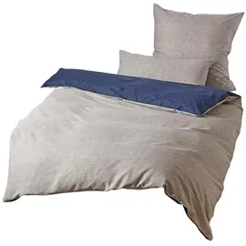 Traumschlaf Mako-Satin Wendebettwäsche Texture Blau 200 x 200 cm + 70 x 90 cm/80 x 80 cm