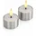 uYuni LED Teelichter silber 4,1x2,3cm Timer mit Batterie bis 400Std. 2St.