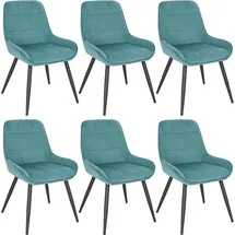 Woltu Esszimmerstuhl Samt Türkis 6er Set