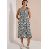 Cecil Midikleid Zebraprint Grün/Mehrfarbig M