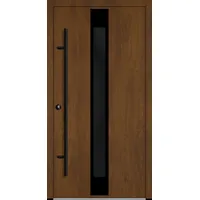 Flügelüberdeckende Aluminium Haustür "FABIA" 82 mm RC2 BLACKLINE Golden Oak holzähnlich beidseitig innen öffnend DIN links
