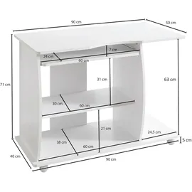 KADIMA DESIGN Computertisch GRASSE rollbar 90 x 71 x 50 cm mit Tastaturauszug, Laptop Tisch auf feststellbaren Rollen, PC-Tisch mit Drucker-Ablage
