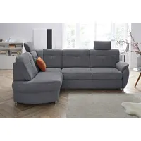 Ecksofa SIT&MORE "Sonoma L-Form" Sofas Gr. B/H/T: 246 cm x 91 cm x 176 cm, Lu x us-Microfaser ALTARA NUBUCK, Ottomane links, ohne Bettfunktion, grau (dunkelgrau) Ecksofas wahlweise mit Bettfunktion und Bettkasten