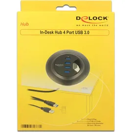 DeLock 62868 USB-Hub 4 Port USB-A USB 3.1 Gen1 5 GBit/s Schwarz 62868