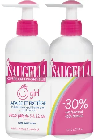 Saugella Girl Intimpflege-Waschlotion Für Mädchen Pumpflasche 2x200ml