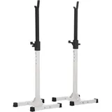 HOMCOM 2er-Set Hantelständer, Höhenverstellbare Langhantelablage, Langhantel, Hantelablage mit Gummi-Fußkappen, Krafttraining, Stahl, 105-160 cm, bis 150 kg