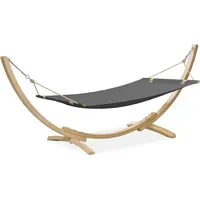 konsimo® Hängematte LENGER Hängematte mit Gestell (Hängematte mit Gestell), hergestellt in der EU, Massivholzrahmen grau