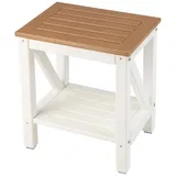 Costway Duschbank Bad mit Ablage 150 kg Braun 43 x 32 x 47 cm