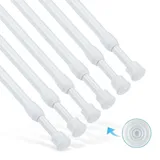 Goowin Spannstange, 6 Stück 60–110cm Spannvorhangstange ohne Bohren, rostfreie Feder verstellbare Vorhangspannstange für Türen, Fenster, Kleiderstangen, Trockenstützstangen(Weiß)