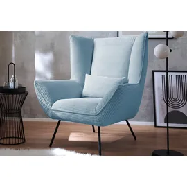 KAWOLA Sessel IVA Cord 90 x 112 x 90 cm Hellblau