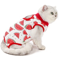 AgoumLux Katzenbody Nach Op Kastration für Katze Body für Operation Leckschutz Katzenbekleidung Recovery Kleidung Baumwolle, Rot, M