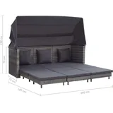 Doppelliege Gartenliege Sonnenliege Sonneninsel mit Dach Poly Rattan Gartenbett