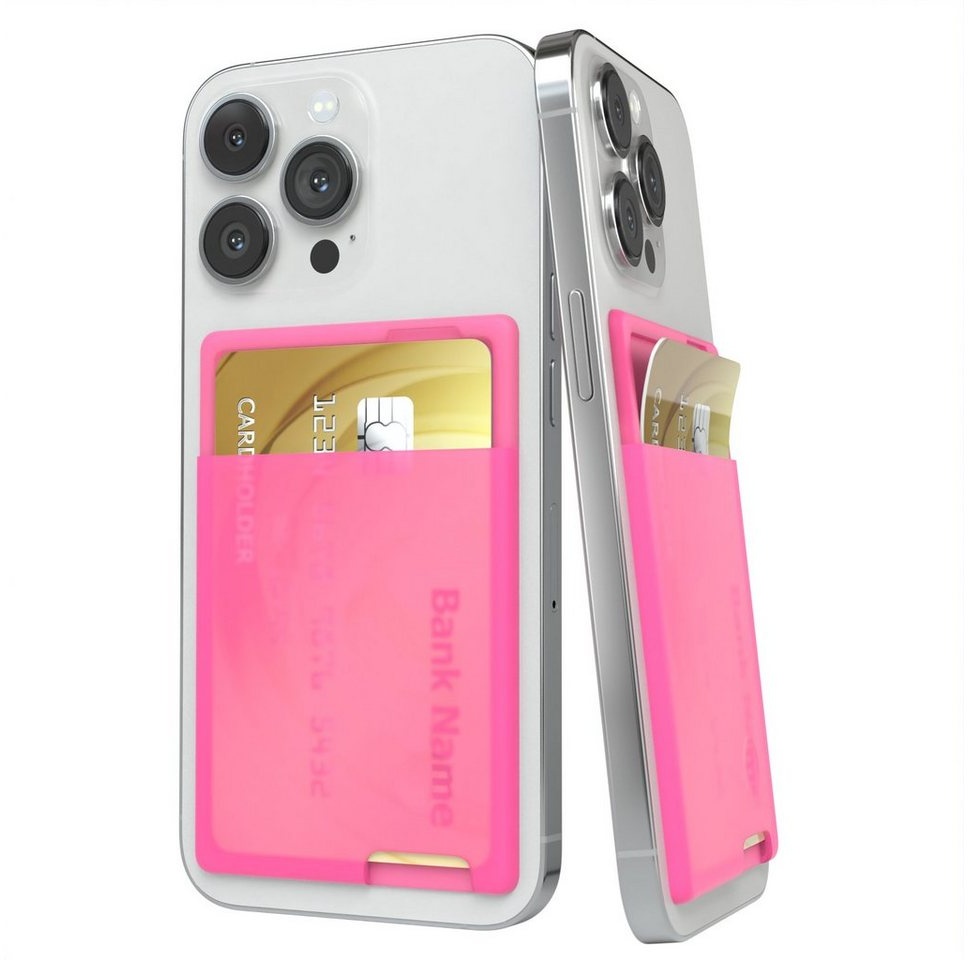 EAZY CASE Smartphone Cardholder Silicon Smartphone-Halterung, (Silikon Kartenetui selbstklebend Kreditkarten Etui Handyhülle Pink) rosa