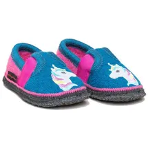 KITZ-PICHLER Hausschuh Bobby Appl. Einhorn in arctic blue/lippstick | Gr.: 30