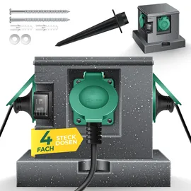 Kesser Gartensteckdose 3 m Schwarz 4 St.