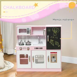 aiyaplay Kinderküche Spielküche mit Spielzeug Telefon, Kreidetafel, Mikrowelle