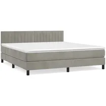 vidaXL Boxspringbett mit Matratze Hellgrau 160x200 cm Samt1397724