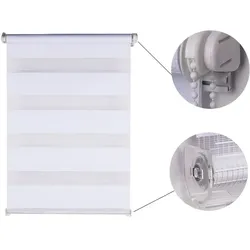Doppelrollo Fensterrollo Sichtschutzrollo Rollo Sonnenschutz Fensterschutz Blickschutz Sichtschutz Büroausstattung weiß gestreift 150x80 cm Jet-Line