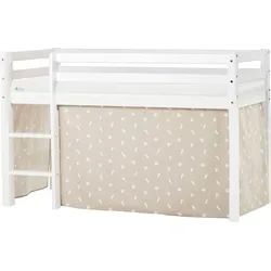 Hochbett HOPPEKIDS "ECO Dream, Kinderbett, Spielbett, Halbhohes Bett aus Massivholz", beige (weiß, beige), B:81cm H:105cm L:168cm, Kinderbett: 100% Massivholz: Nordische Kiefer, Vorhang: 100% Baumwolle, Hochbetten, Kinderbett Hochbett, inkl. Vorhang-Set Creator, Bettgröße & Matratze wählbar