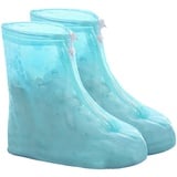 Schuhüberzug Wasserdicht Überschuhe wiederverwendbar Regenschutz für Schuhe für Herren Damen Kinder, rutschfest Galoschen mit Reißverschluss für Regen Schnee Outdoor (Mint, XS (32-34))