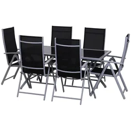 Outsunny Gartengarnitur 7-tlg. schwarz/silber