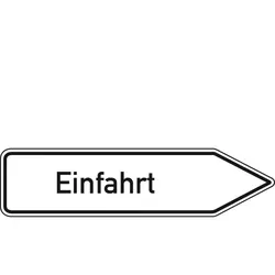 Schild I Wegweiser Einfahrt, rechtsweisend, Aluminium RA0, reflektierend, 1400x350mm, DIN 67520